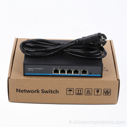 1000 Mbps 4ports CCTV Network Ethernet PoE Switch 48V